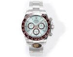 Rolex Daytona 904L Steel 40mm Ceramic Bezel Platinum Markers Ice Blue Face SS Oyster Band Watch